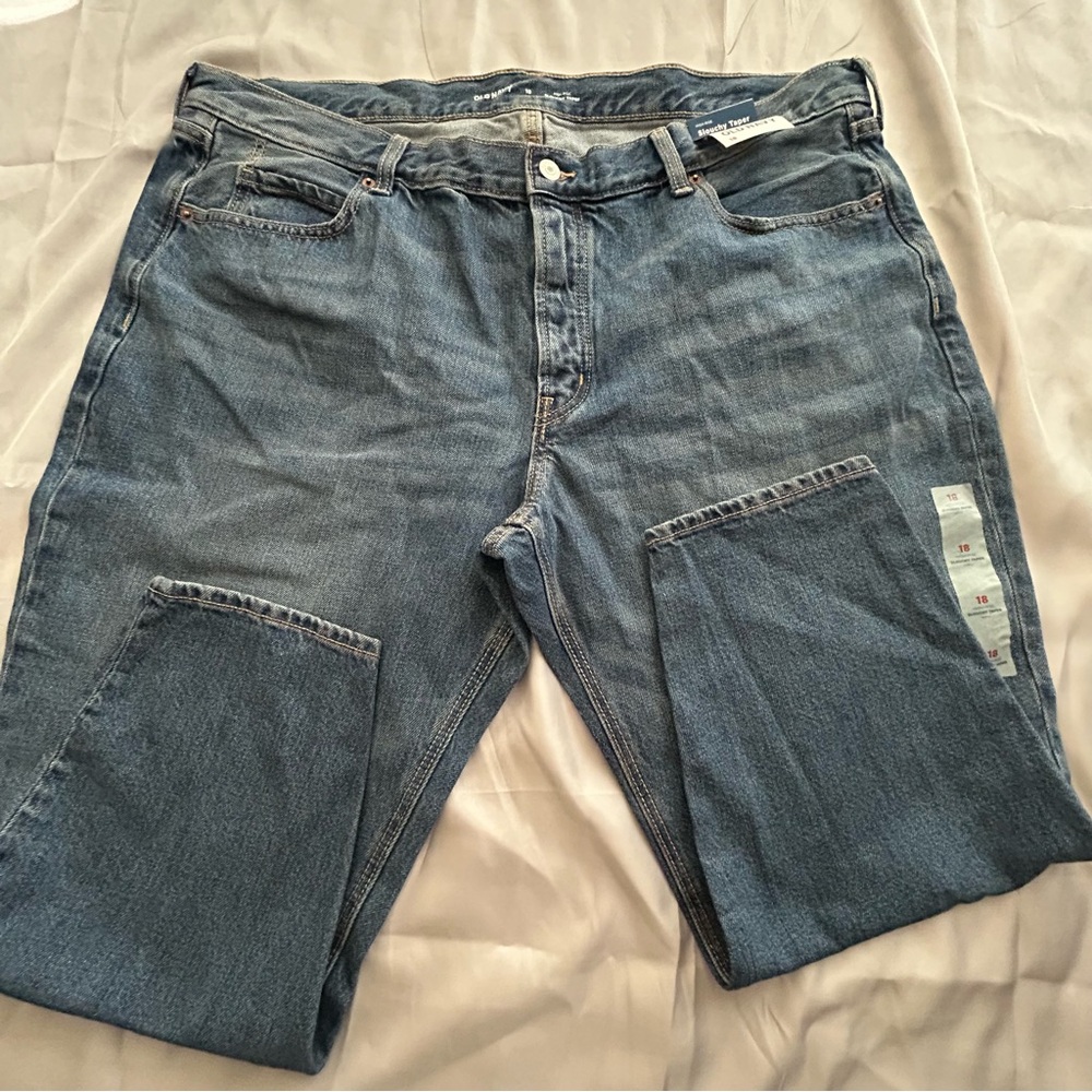 👖 NWT | Women's High Rise Slouchy Taper Classic Blue Jeans| size 18